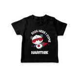 2026 HERE I COME – SUPER PANDA | Personalised T-Shirt for Kids - BLACK - 0-5 Months Old (Chest 17")