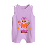 Hello 2026 Crab Design| Customized Romper Suit   - LILAC - 0 - 5 Months Old (Chest 18")