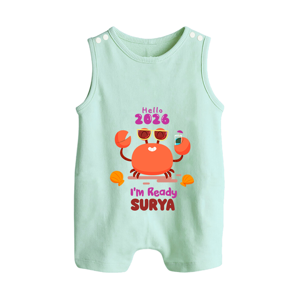 Hello 2026 Crab Design| Customized Romper Suit   - MINT GREEN - 0 - 5 Months Old (Chest 18")