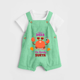 Hello 2026 Crab Design| Customized Dungaree for Kids - GREEN - 0 - 5 Months Old (Chest 18")