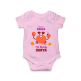 Hello 2026 Crab Design| Customized Romper for Kids - BABY PINK - New Born (Chest 14")