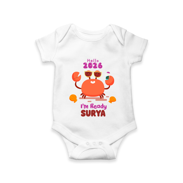 Hello 2026 Crab Design| Customized Romper for Kids - WHITE - New Born (Chest 14")