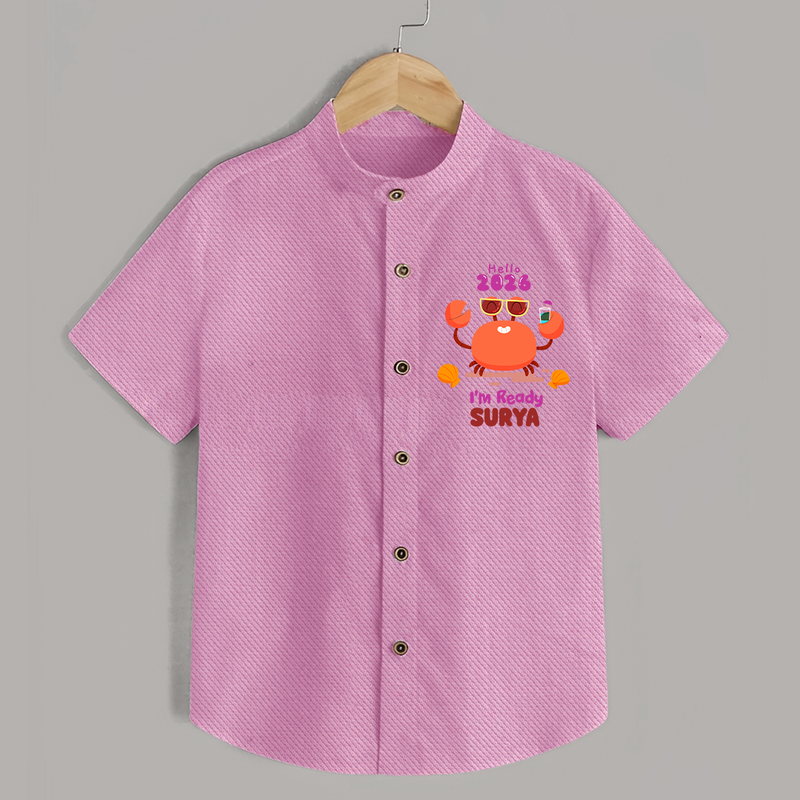 Hello 2026 Crab Design| Customized Shirt for Kids - BABY PINK - 0 - 6 Months Old (Chest 23")