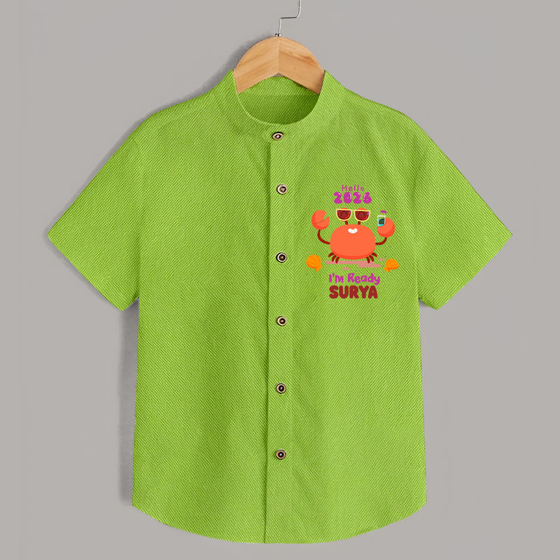 Hello 2026 Crab Design| Customized Shirt for Kids - LIME GREEN - 0 - 6 Months Old (Chest 23")