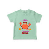 Hello 2026 Crab Design| Customized T-Shirt for Kids - MINT GREEN - 0-5 Months Old (Chest 17")