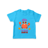 Hello 2026 Crab Design| Customized T-Shirt for Kids - SKY BLUE - 0-5 Months Old (Chest 17")