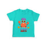 Hello 2026 Crab Design| Customized T-Shirt for Kids - TEAL - 0-5 Months Old (Chest 17")