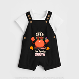 Hello 2026 Crab Design| Customized Dungaree for Kids - BLACK - 0 - 5 Months Old (Chest 18")