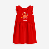 Hello 2026 Crab Design| Customized Frock for Girls - RED - 1 - 2 Years Old (Chest 22" , Full Length 22")