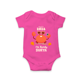 Hello 2026 Crab Design| Customized Romper for Kids - HOT PINK - New Born (Chest 14")