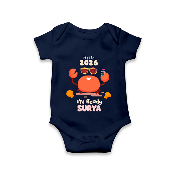 Hello 2026 Crab Design| Customized Romper for Kids - NAVY BLUE - New Born (Chest 14")