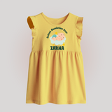 Cutest Resolution Ever Baby Cloud | Personalised Baby Frock   - PASTEL YELLOW - 0 - 3 Months Old (Chest 17")