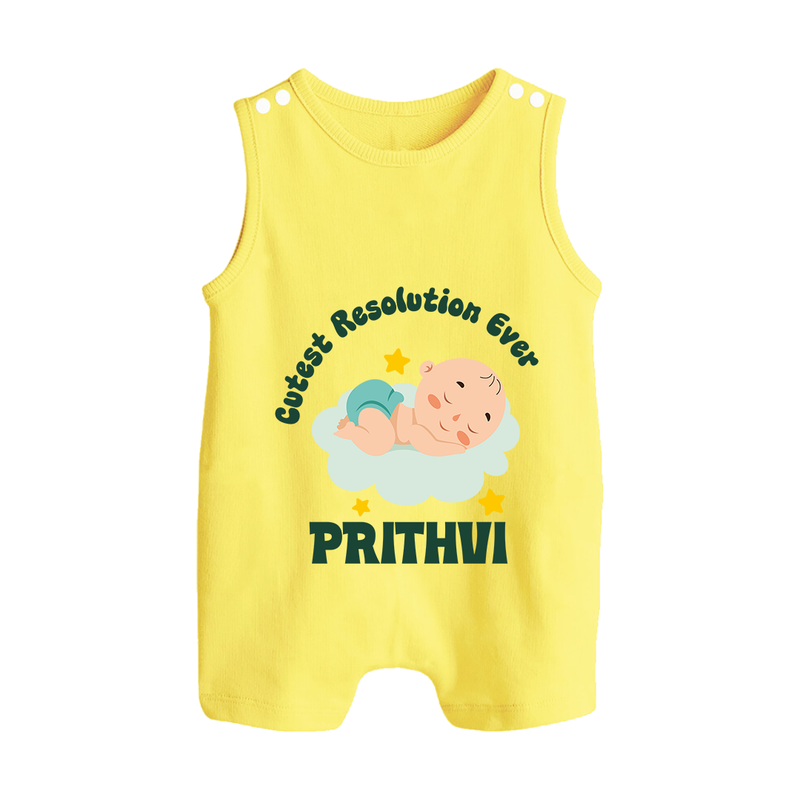 Cutest Resolution Ever Baby Cloud | Personalised Romper Suit   - PASTEL YELLOW - 0 - 5 Months Old (Chest 18")