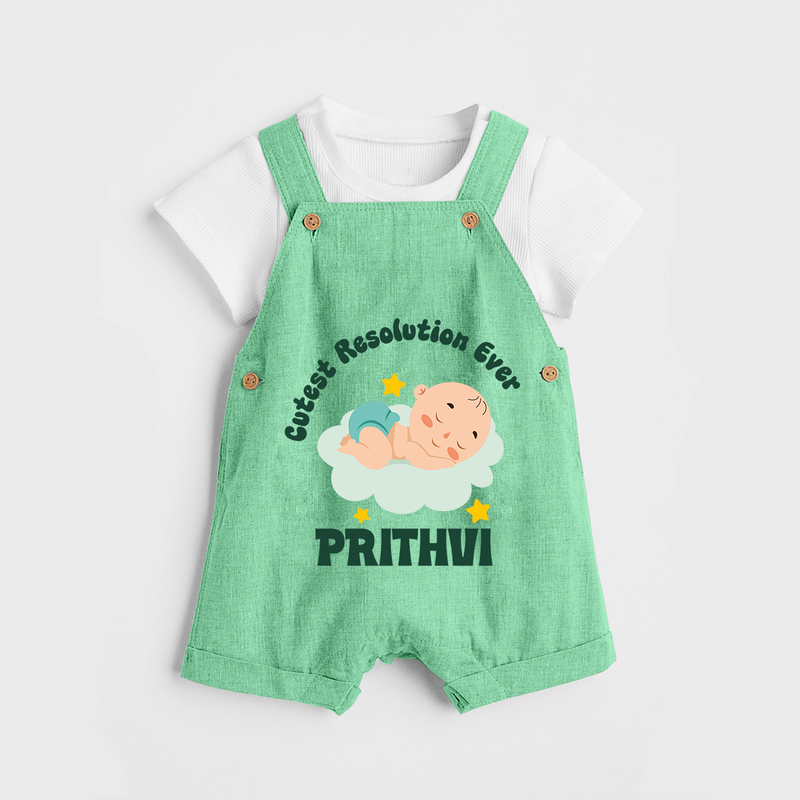 Cutest Resolution Ever Baby Cloud | Personalised Dungaree for Kids - GREEN - 0 - 5 Months Old (Chest 18")