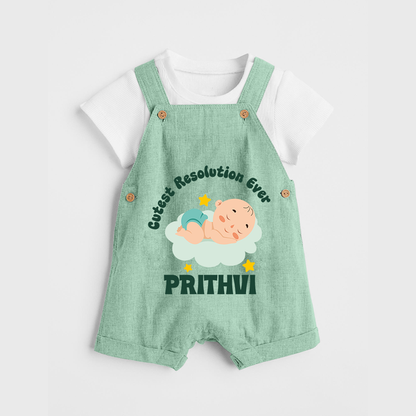Cutest Resolution Ever Baby Cloud | Personalised Dungaree for Kids - MINT GREEN - 0 - 5 Months Old (Chest 18")