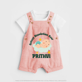 Cutest Resolution Ever Baby Cloud | Personalised Dungaree for Kids - PEACH - 0 - 5 Months Old (Chest 18")