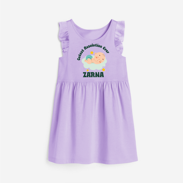 Cutest Resolution Ever Baby Cloud | Personalised Frock for Girls - LILAC - 1 - 2 Years Old (Chest 22" , Full Length 22")