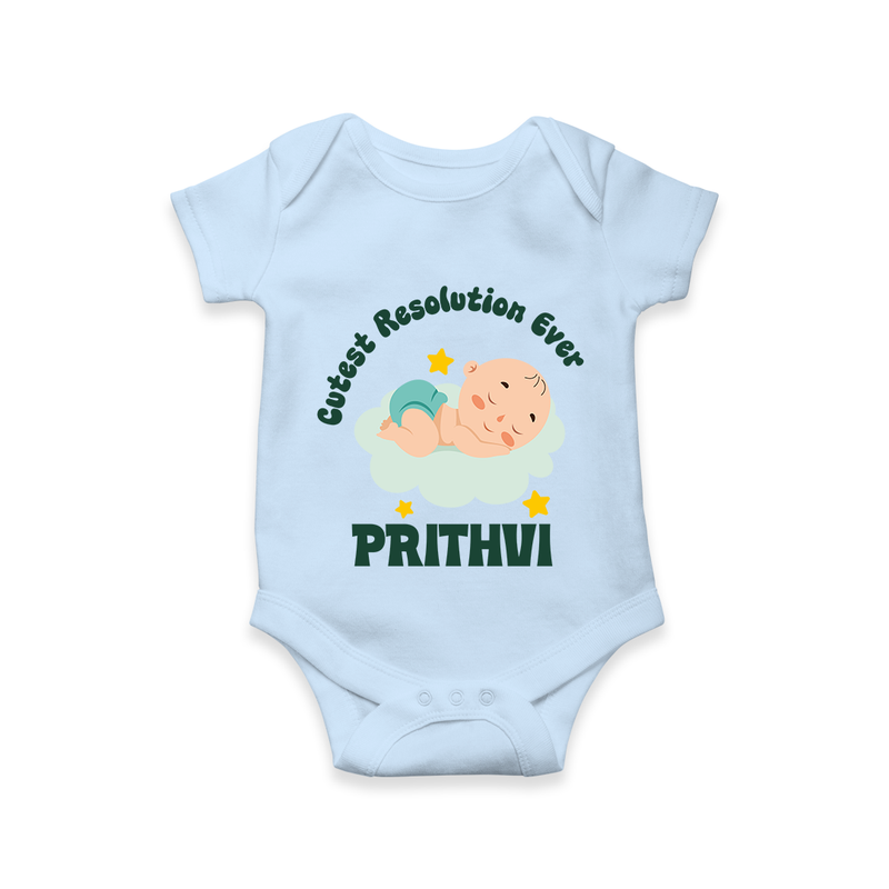 Cutest Resolution Ever Baby Cloud | Personalised Romper for Kids - BABY BLUE - New Born (Chest 14")