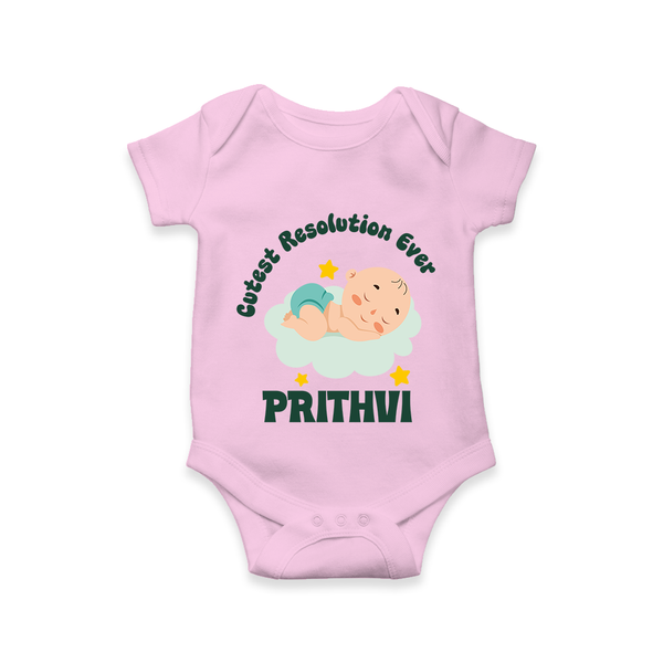 Cutest Resolution Ever Baby Cloud | Personalised Romper for Kids - BABY PINK - New Born (Chest 14")