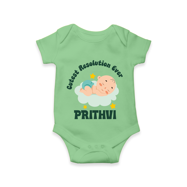 Cutest Resolution Ever Baby Cloud | Personalised Romper for Kids - GREEN - New Born (Chest 14")