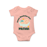 Cutest Resolution Ever Baby Cloud | Personalised Romper for Kids - PEACH - New Born (Chest 14")