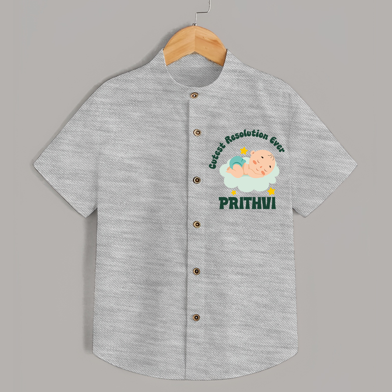 Cutest Resolution Ever Baby Cloud | Personalised Shirt for Kids - GREY - 0 - 6 Months Old (Chest 23")