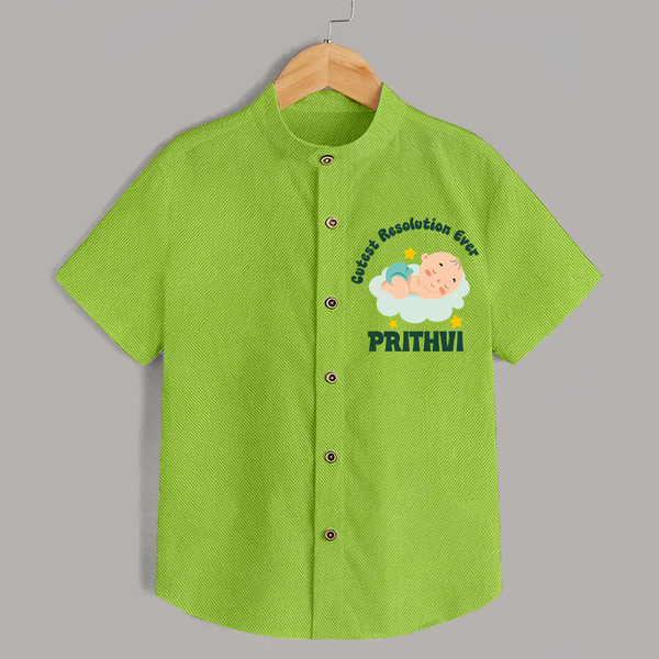 Cutest Resolution Ever Baby Cloud | Personalised Shirt for Kids - LIME GREEN - 0 - 6 Months Old (Chest 23")