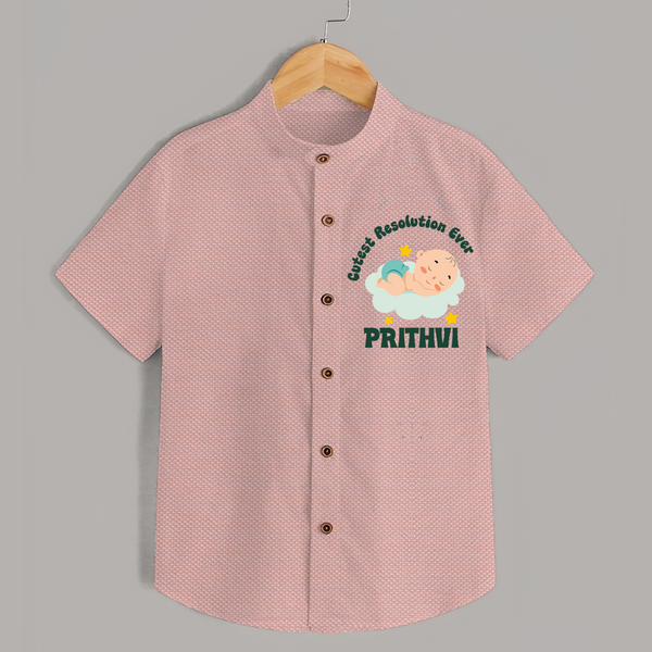 Cutest Resolution Ever Baby Cloud | Personalised Shirt for Kids - PEACH - 0 - 6 Months Old (Chest 23")