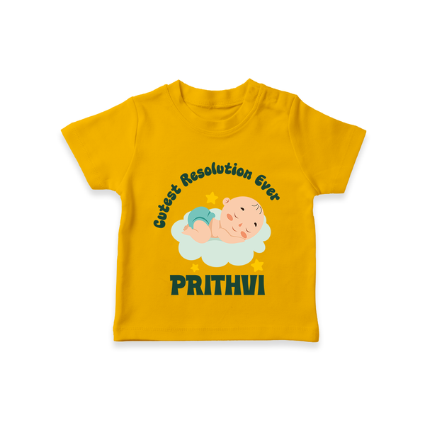 Cutest Resolution Ever Baby Cloud | Personalised T-Shirt for Kids - CHROME YELLOW - 0-5 Months Old (Chest 17")