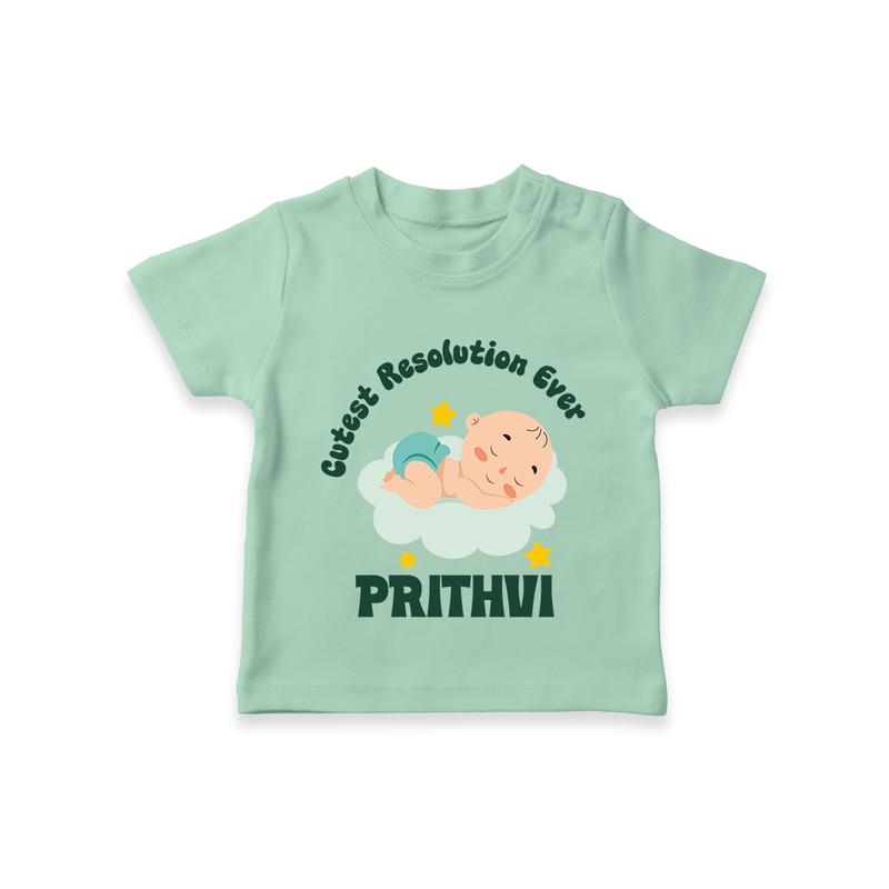 Cutest Resolution Ever Baby Cloud | Personalised T-Shirt for Kids - MINT GREEN - 0-5 Months Old (Chest 17")