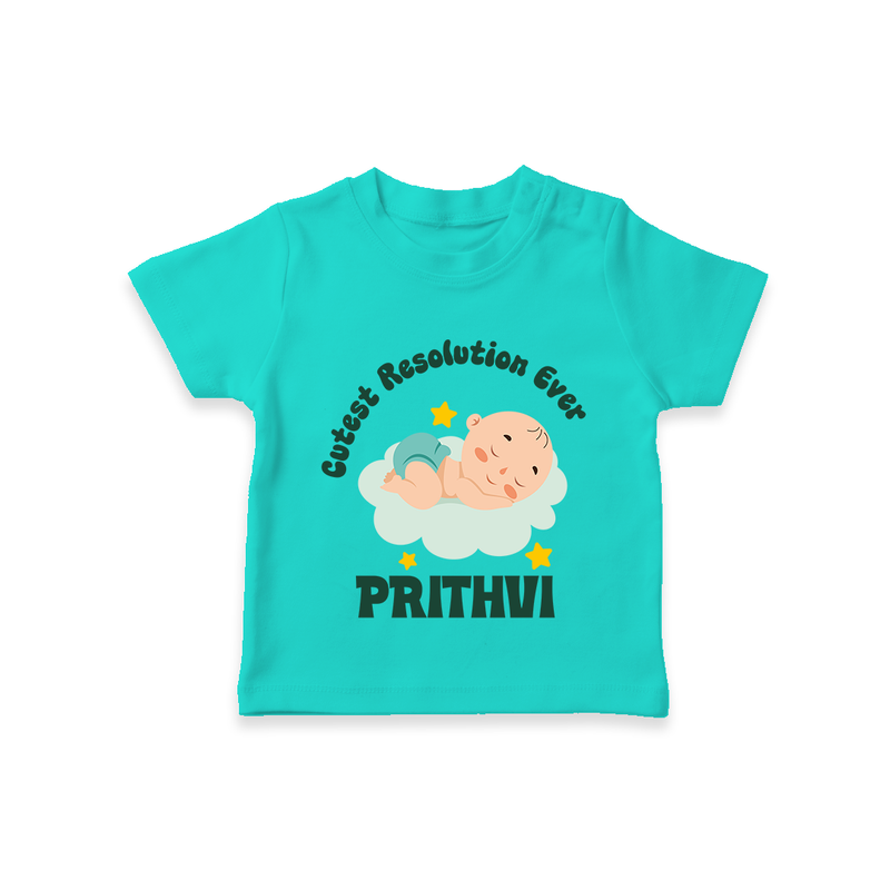 Cutest Resolution Ever Baby Cloud | Personalised T-Shirt for Kids - TEAL - 0-5 Months Old (Chest 17")