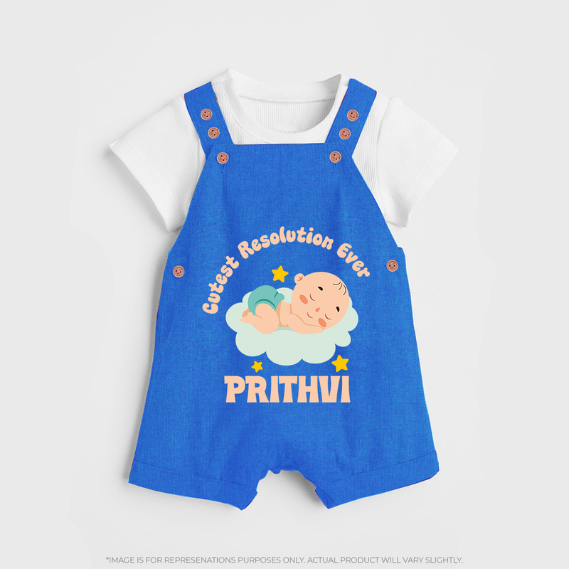 Cutest Resolution Ever Baby Cloud | Personalised Dungaree for Kids - COBALT BLUE - 0 - 5 Months Old (Chest 18")