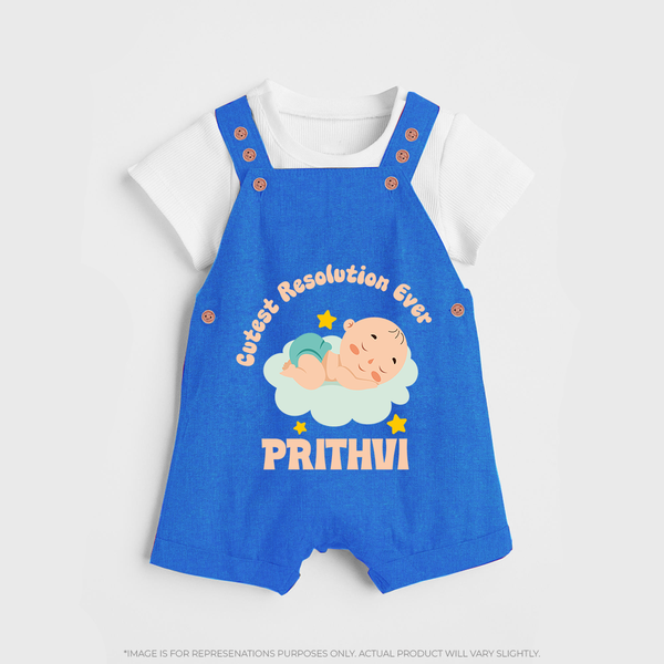 Cutest Resolution Ever Baby Cloud | Personalised Dungaree for Kids - COBALT BLUE - 0 - 5 Months Old (Chest 18")