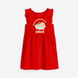 Cutest Resolution Ever Baby Cloud | Personalised Frock for Girls - RED - 1 - 2 Years Old (Chest 22" , Full Length 22")
