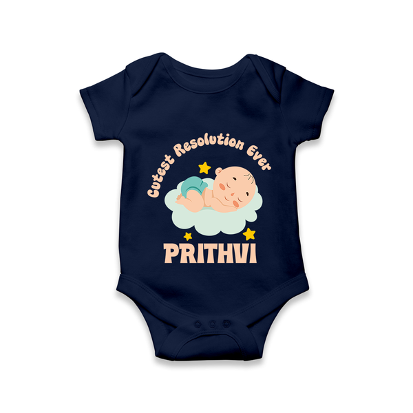 Cutest Resolution Ever Baby Cloud | Personalised Romper for Kids - NAVY BLUE - New Born (Chest 14")