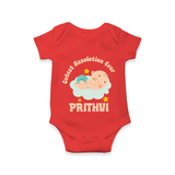 Cutest Resolution Ever Baby Cloud | Personalised Romper for Kids - RED - New Born (Chest 14")