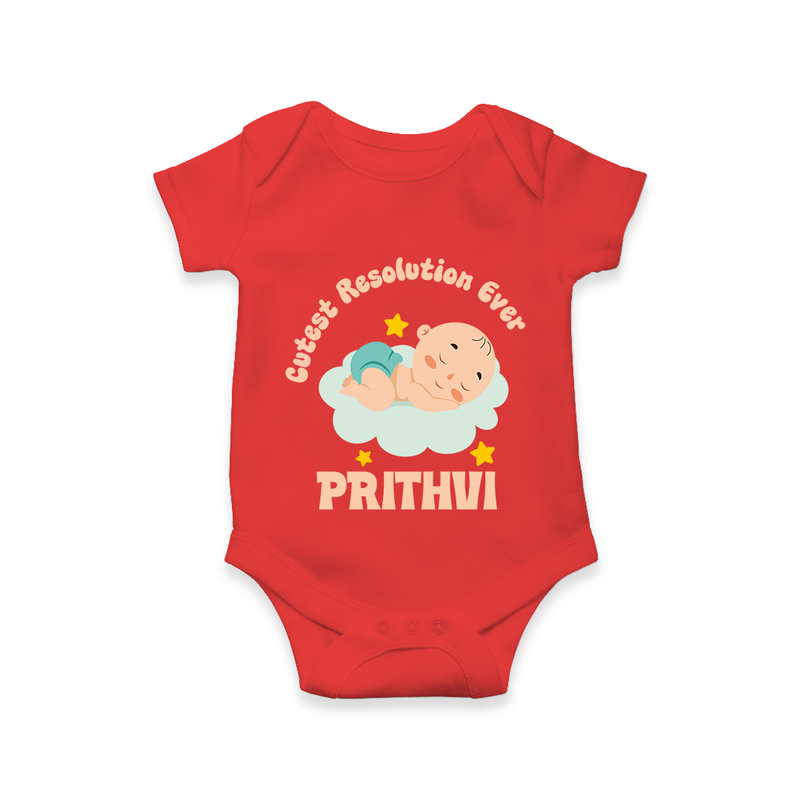 Cutest Resolution Ever Baby Cloud | Personalised Romper for Kids - RED - New Born (Chest 14")