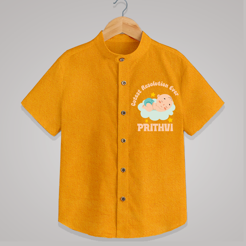 Cutest Resolution Ever Baby Cloud | Personalised Shirt for Kids - CHROME YELLOW - 0 - 6 Months Old (Chest 23")