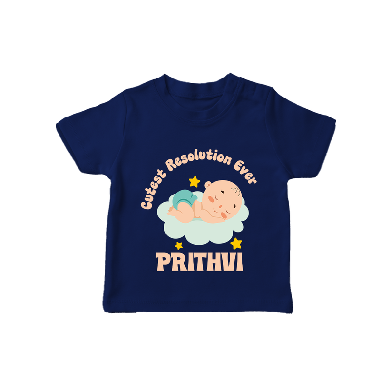 Cutest Resolution Ever Baby Cloud | Personalised T-Shirt for Kids - NAVY BLUE - 0-5 Months Old (Chest 17")