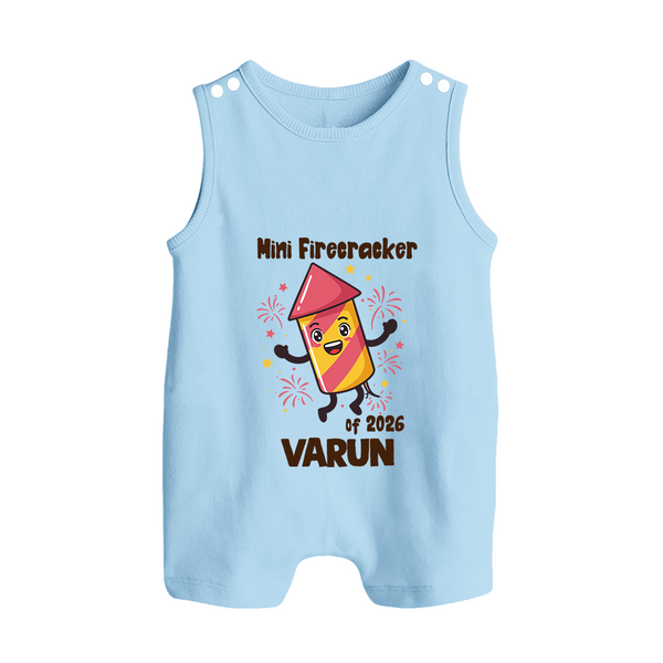 Mini Firecracker of 2026| Customized Romper Suit   - BABY BLUE - 0 - 5 Months Old (Chest 18")