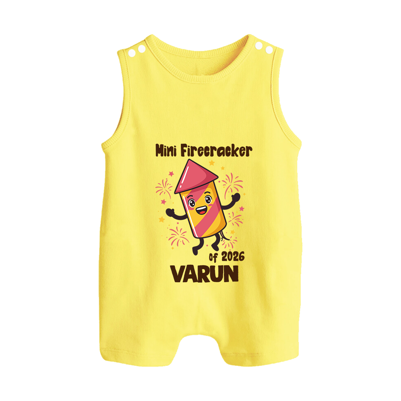 Mini Firecracker of 2026| Customized Romper Suit   - PASTEL YELLOW - 0 - 5 Months Old (Chest 18")