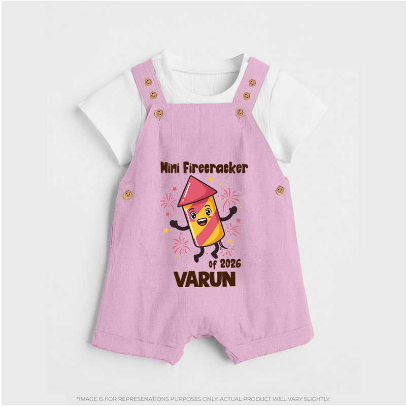 Mini Firecracker of 2026| Customized Dungaree for Kids - BABY PINK - 0 - 5 Months Old (Chest 18")