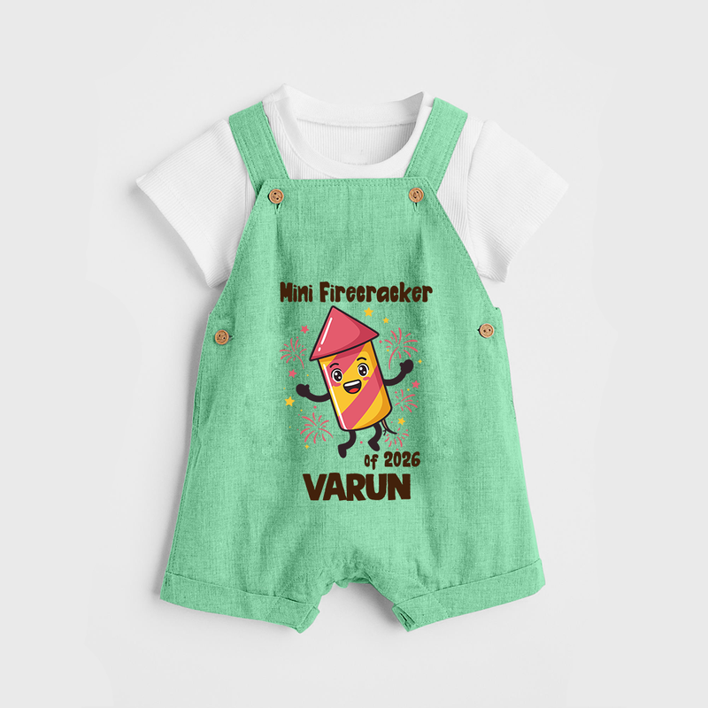 Mini Firecracker of 2026| Customized Dungaree for Kids - GREEN - 0 - 5 Months Old (Chest 18")