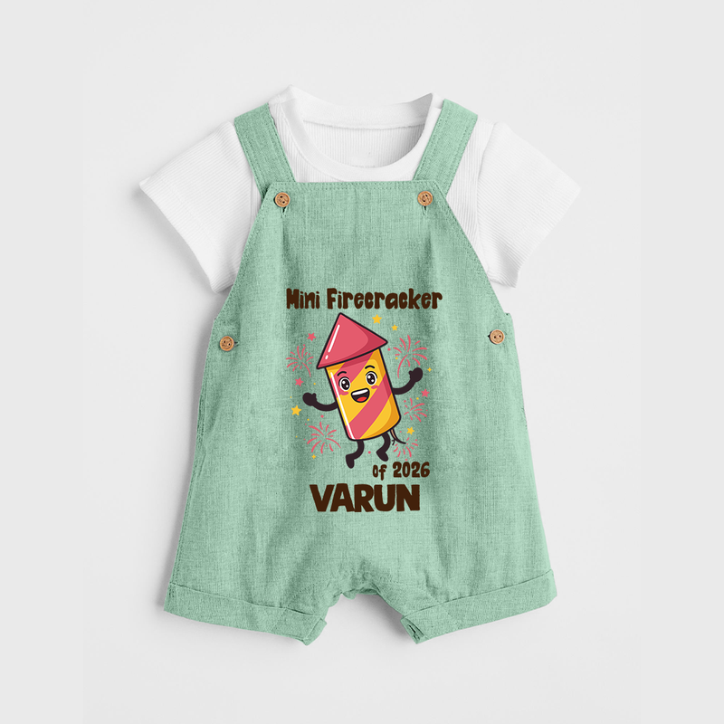 Mini Firecracker of 2026| Customized Dungaree for Kids - MINT GREEN - 0 - 5 Months Old (Chest 18")