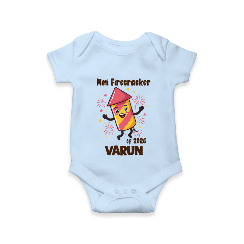 Mini Firecracker of 2026| Customized Romper for Kids - BABY BLUE - New Born (Chest 14")