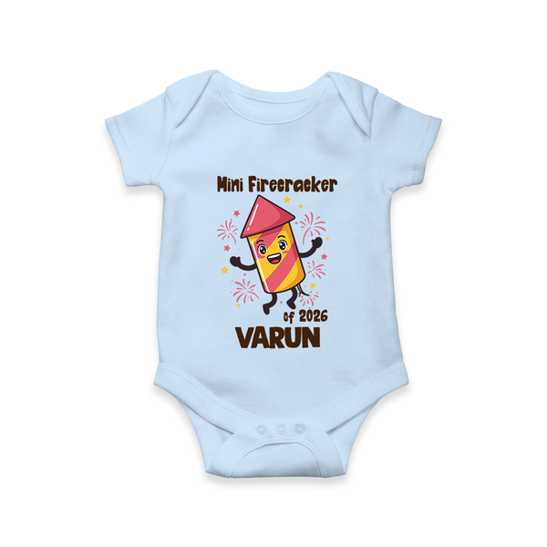 Mini Firecracker of 2026| Customized Romper for Kids - BABY BLUE - New Born (Chest 14")