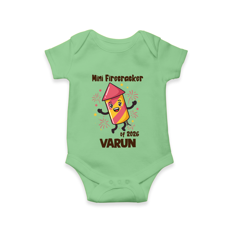 Mini Firecracker of 2026| Customized Romper for Kids - GREEN - New Born (Chest 14")