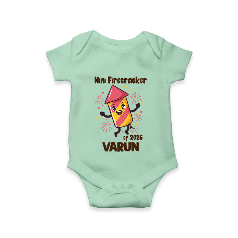 Mini Firecracker of 2026| Customized Romper for Kids - MINT GREEN - New Born (Chest 14")