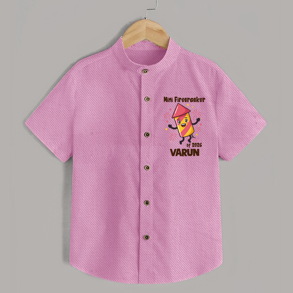 Mini Firecracker of 2026| Customized Shirt for Kids - BABY PINK - 0 - 6 Months Old (Chest 23")