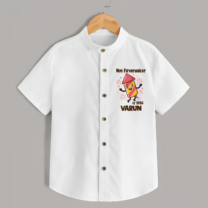 Mini Firecracker of 2026| Customized Shirt for Kids - WHITE - 0 - 6 Months Old (Chest 23")